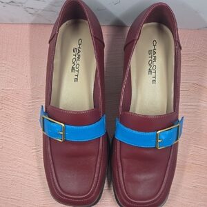 Charlotte Stone Burgundy and Blue Flats